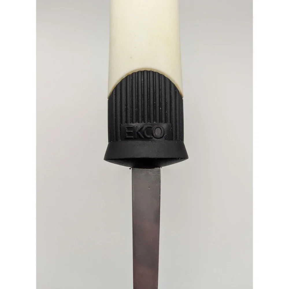 Vintage EKCO Serving Spoon Stainless Steel White‎ Black Plastic Handle Utility